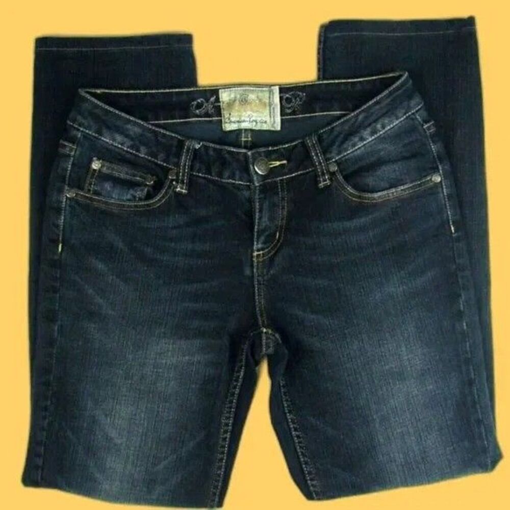 American Rag Women's Premium Straight Jeans Size 5R Dark Wash Stretch Denim